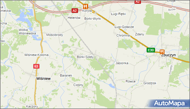 mapa Borki-Kosy, Borki-Kosy na mapie Targeo