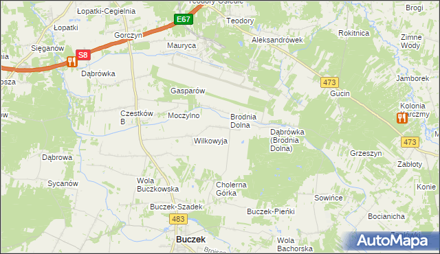 mapa Brodnia Górna, Brodnia Górna na mapie Targeo