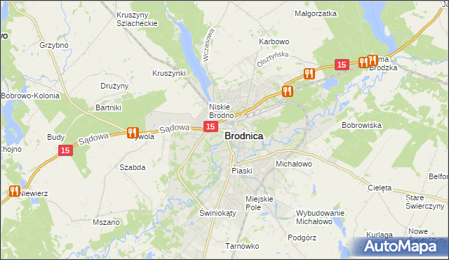 mapa Brodnica, Brodnica na mapie Targeo