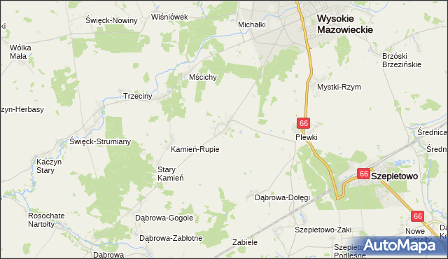 mapa Bryki gmina Wysokie Mazowieckie, Bryki gmina Wysokie Mazowieckie na mapie Targeo