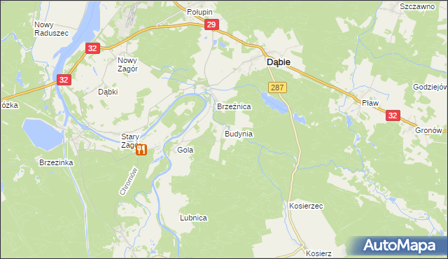 mapa Budynia, Budynia na mapie Targeo