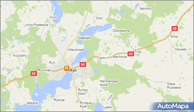 mapa Canki, Canki na mapie Targeo