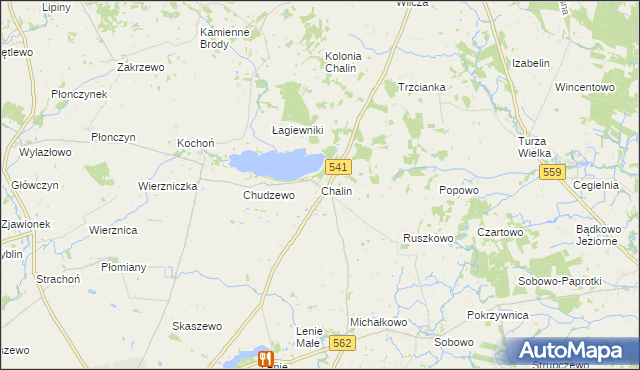 mapa Chalin gmina Dobrzyń nad Wisłą, Chalin gmina Dobrzyń nad Wisłą na mapie Targeo