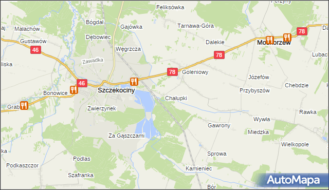 mapa Chałupki gmina Szczekociny, Chałupki gmina Szczekociny na mapie Targeo