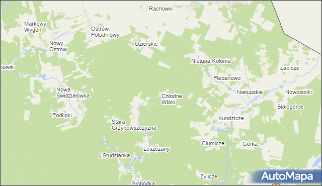 mapa Chłodne Włóki, Chłodne Włóki na mapie Targeo