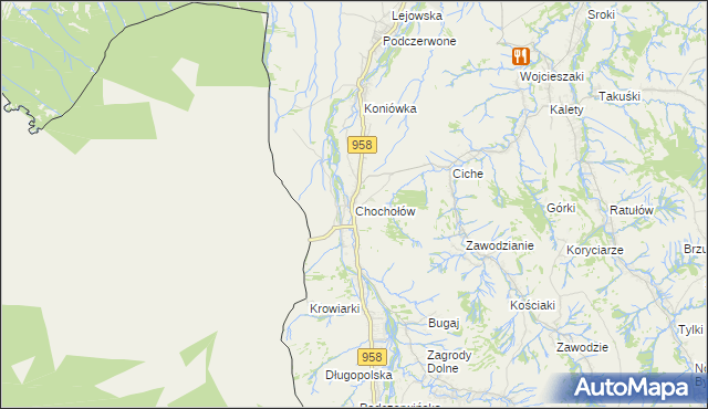 mapa Chochołów gmina Czarny Dunajec, Chochołów gmina Czarny Dunajec na mapie Targeo