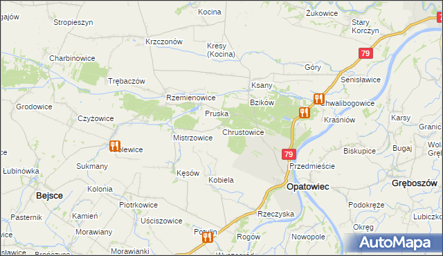 mapa Chrustowice, Chrustowice na mapie Targeo