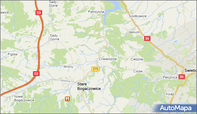 mapa Chwaliszów, Chwaliszów na mapie Targeo
