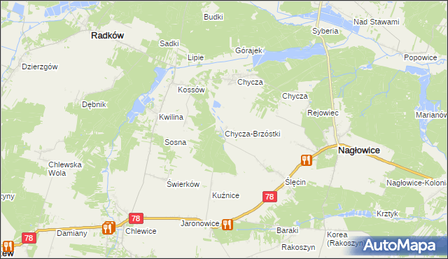 mapa Chycza-Brzóstki, Chycza-Brzóstki na mapie Targeo