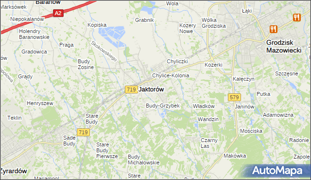 mapa Chylice gmina Jaktorów, Chylice gmina Jaktorów na mapie Targeo