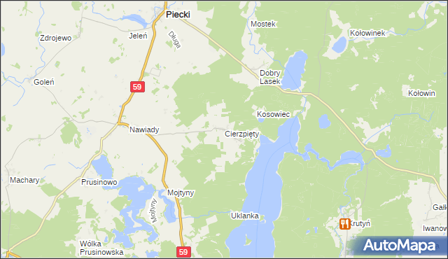 mapa Cierzpięty gmina Piecki, Cierzpięty gmina Piecki na mapie Targeo