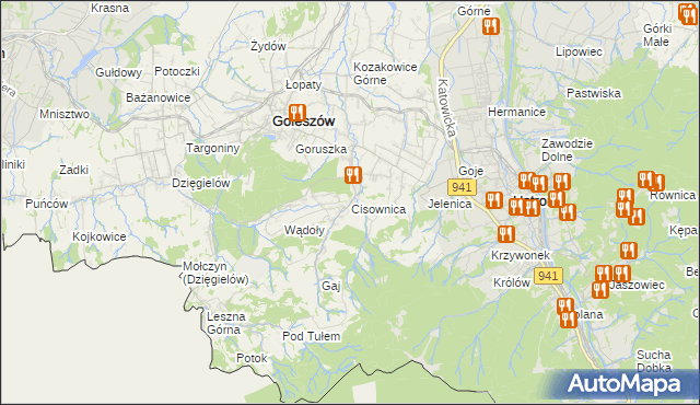 mapa Cisownica, Cisownica na mapie Targeo