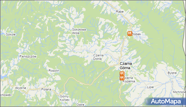 mapa Czarna Dolna, Czarna Dolna na mapie Targeo