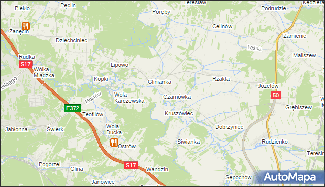 mapa Czarnówka gmina Wiązowna, Czarnówka gmina Wiązowna na mapie Targeo