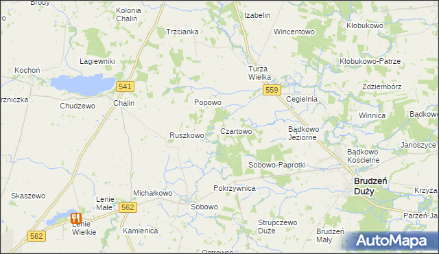 mapa Czartowo gmina Dobrzyń nad Wisłą, Czartowo gmina Dobrzyń nad Wisłą na mapie Targeo