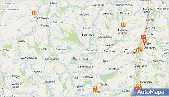 mapa Czerwienne, Czerwienne na mapie Targeo