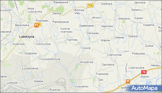 mapa Czulice, Czulice na mapie Targeo