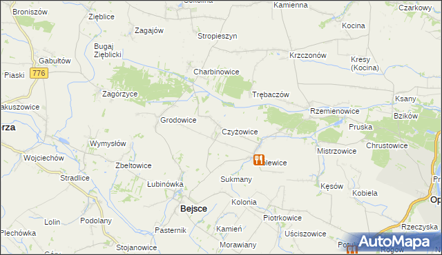 mapa Czyżowice gmina Bejsce, Czyżowice gmina Bejsce na mapie Targeo