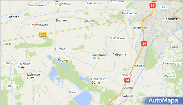 mapa Dąbkowice Dolne, Dąbkowice Dolne na mapie Targeo