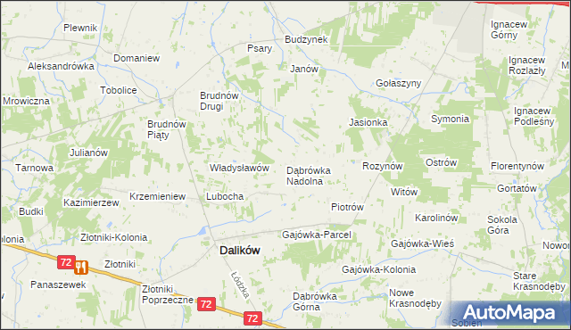 mapa Dąbrówka Nadolna, Dąbrówka Nadolna na mapie Targeo