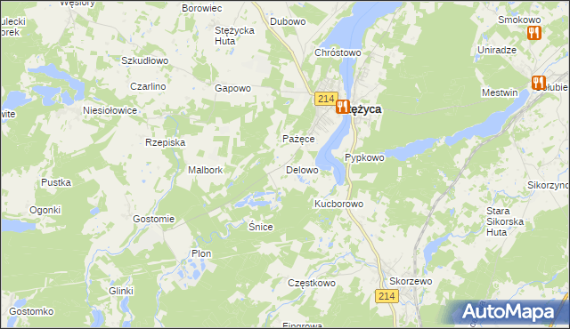 mapa Delowo, Delowo na mapie Targeo