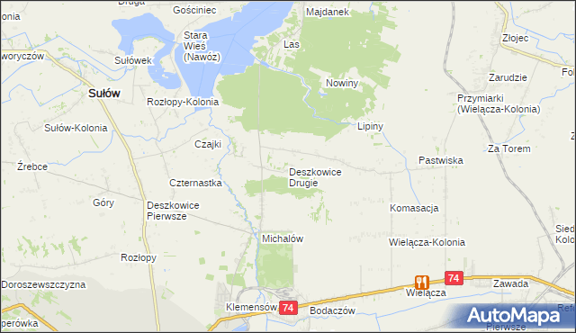 mapa Deszkowice Drugie, Deszkowice Drugie na mapie Targeo
