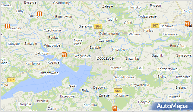 mapa Dobczyce, Dobczyce na mapie Targeo