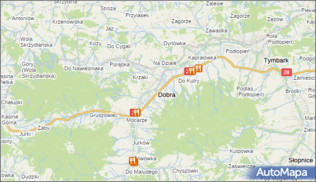 mapa Dobra powiat limanowski, Dobra powiat limanowski na mapie Targeo