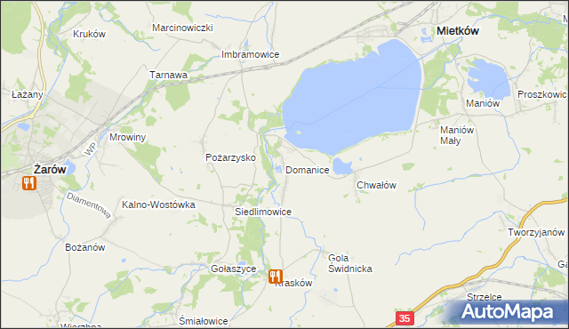 mapa Domanice gmina Mietków, Domanice gmina Mietków na mapie Targeo
