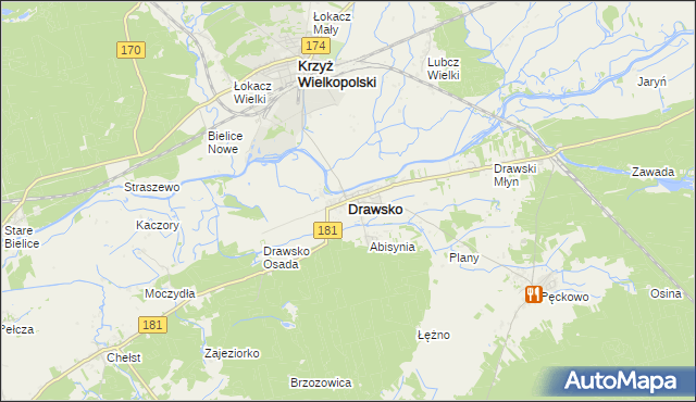 mapa Drawsko, Drawsko na mapie Targeo