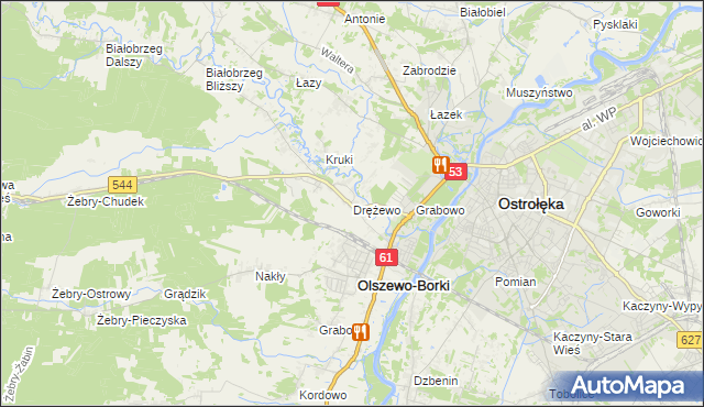 mapa Drężewo, Drężewo na mapie Targeo