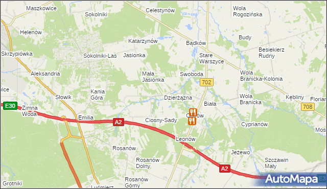 mapa Dzierżązna gmina Zgierz, Dzierżązna gmina Zgierz na mapie Targeo