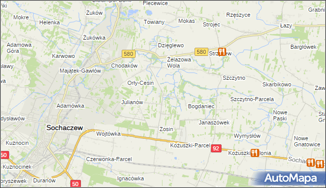 mapa Feliksów gmina Sochaczew, Feliksów gmina Sochaczew na mapie Targeo