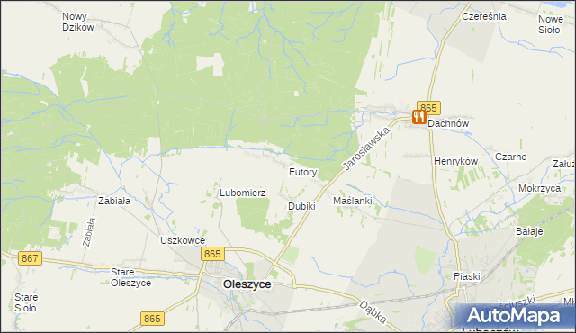 mapa Futory, Futory na mapie Targeo