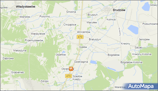 mapa Galew gmina Brudzew, Galew gmina Brudzew na mapie Targeo