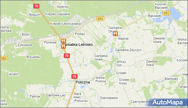 mapa Garbatka Nowa, Garbatka Nowa na mapie Targeo