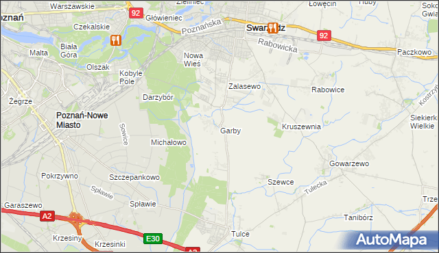 mapa Garby gmina Swarzędz, Garby gmina Swarzędz na mapie Targeo