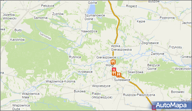 mapa Gieraszowice, Gieraszowice na mapie Targeo
