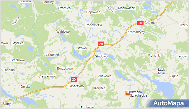 mapa Głodowo gmina Miastko, Głodowo gmina Miastko na mapie Targeo