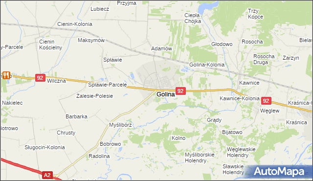 mapa Golina powiat koniński, Golina powiat koniński na mapie Targeo