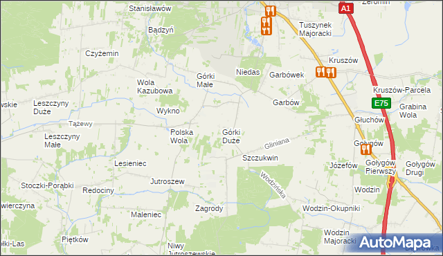 mapa Górki Duże gmina Tuszyn, Górki Duże gmina Tuszyn na mapie Targeo