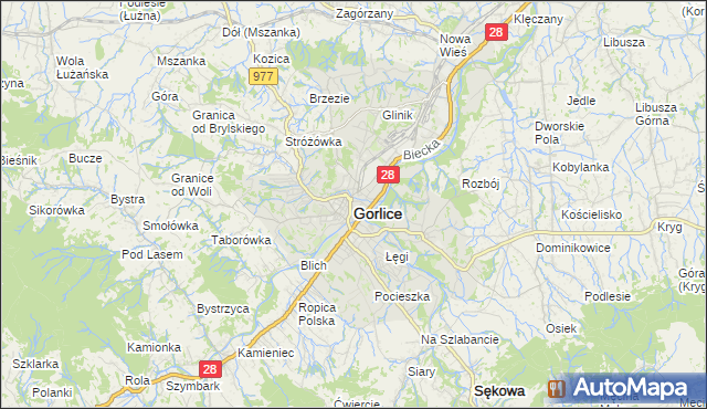mapa Gorlic, Gorlice na mapie Targeo
