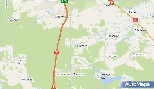 mapa Gorzelin, Gorzelin na mapie Targeo