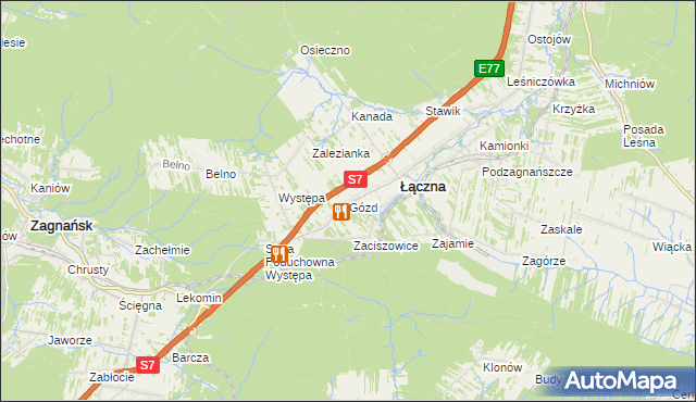 mapa Gózd gmina Łączna, Gózd gmina Łączna na mapie Targeo