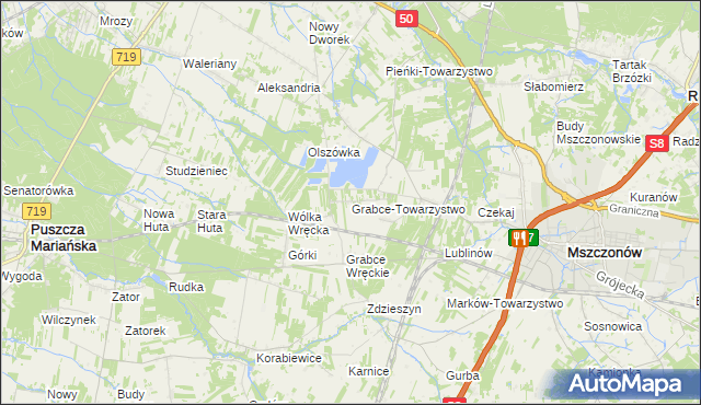 mapa Grabce-Towarzystwo, Grabce-Towarzystwo na mapie Targeo