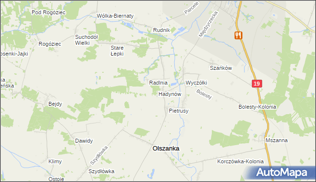 mapa Hadynów, Hadynów na mapie Targeo