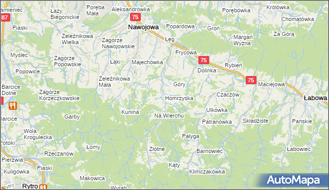 mapa Homrzyska, Homrzyska na mapie Targeo