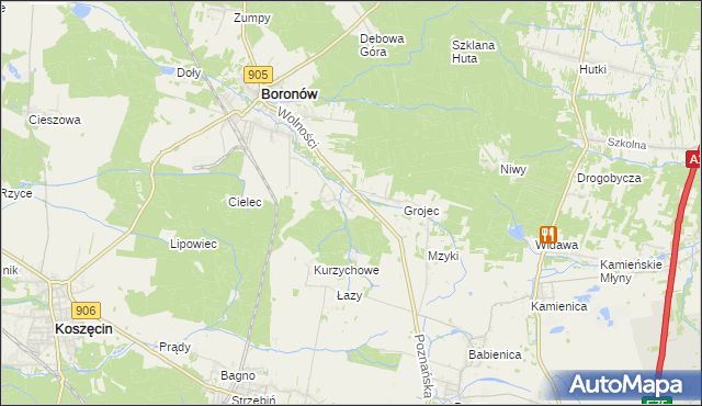 mapa Hucisko gmina Boronów, Hucisko gmina Boronów na mapie Targeo