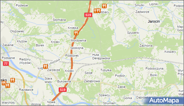 mapa Huta Deręgowska, Huta Deręgowska na mapie Targeo