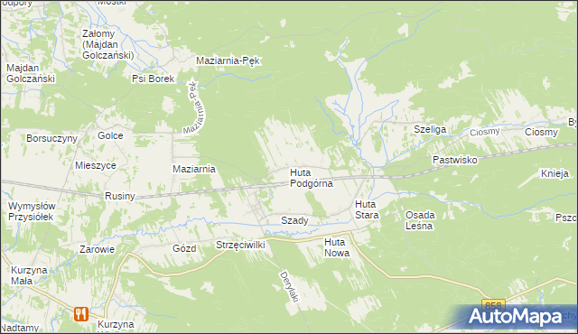 mapa Huta Podgórna gmina Harasiuki, Huta Podgórna gmina Harasiuki na mapie Targeo